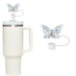 White Butterfly Stanley straw cover