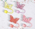 Pink Butterfly Stanley straw cover