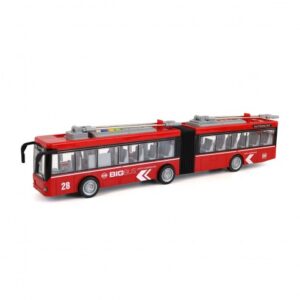 Red Double Articulated Bus with Light and Sound