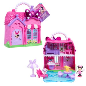 Disney Jr. Minnie Mouse Mansion Playset Dollhouse, Portable Foldable House with Figures, 12 Pieces